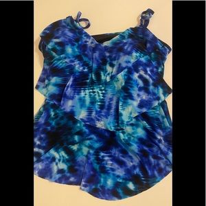 Cute aqua green blue layered tankini top large